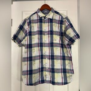 Tommy Bahama 100% cotton button up size Large Short Sleeve palm trees